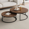 Lansdowne - Round Nesting Coffee Table Set Industrial Wood Top