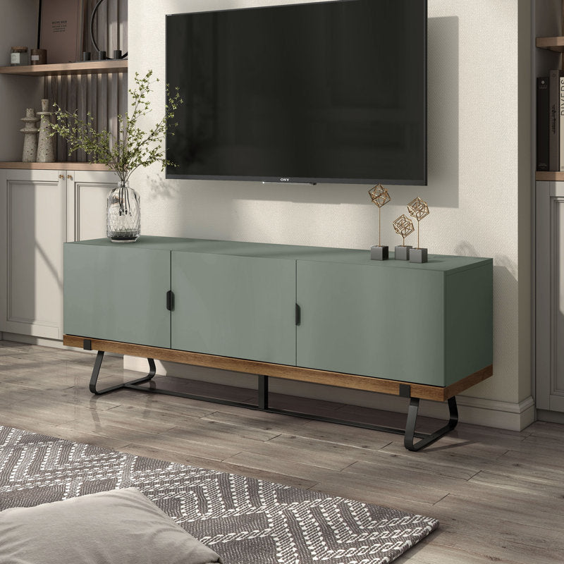 Maronay 60" TV Stand - Industrial Oak & Green Media Console