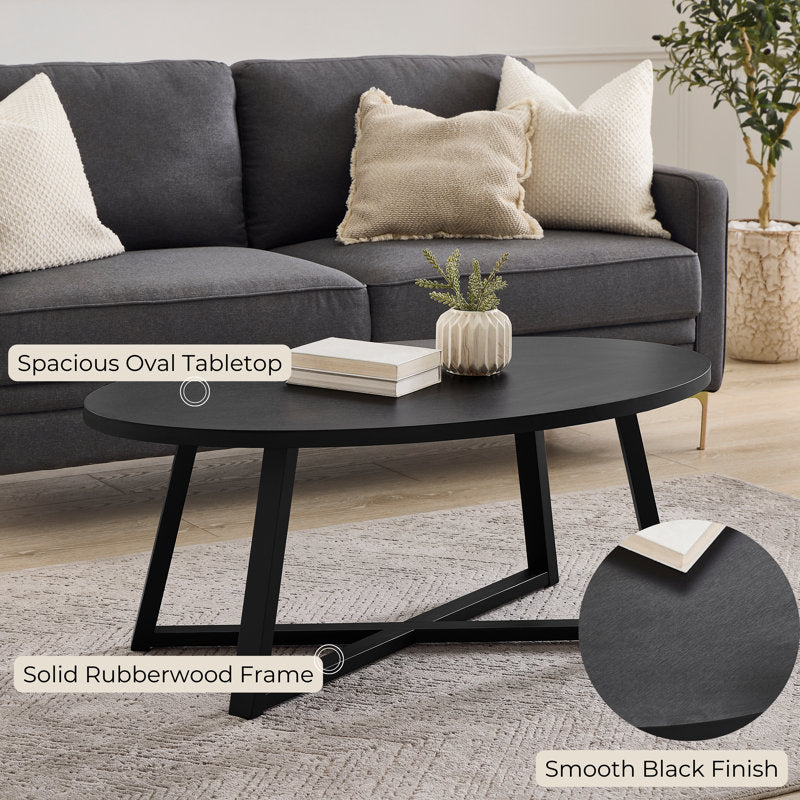 Marvis Savner - Modern Wood Oval Coffee Table for Living Room