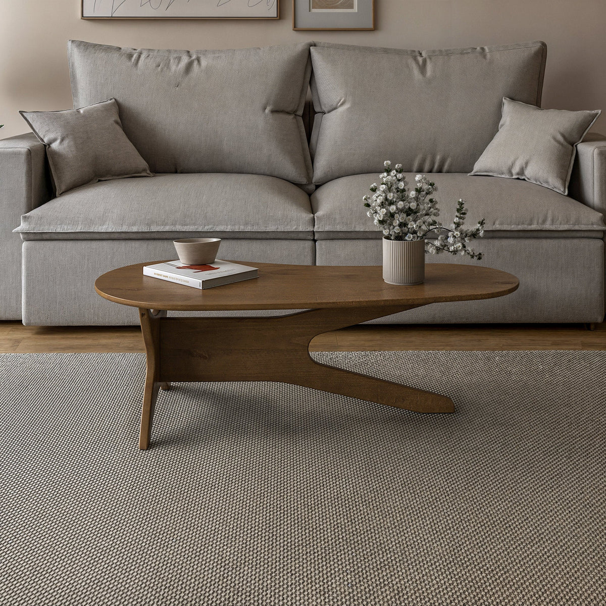 Aura - Abstract Solid Wood Coffee Table Mid Century Modern Living Room