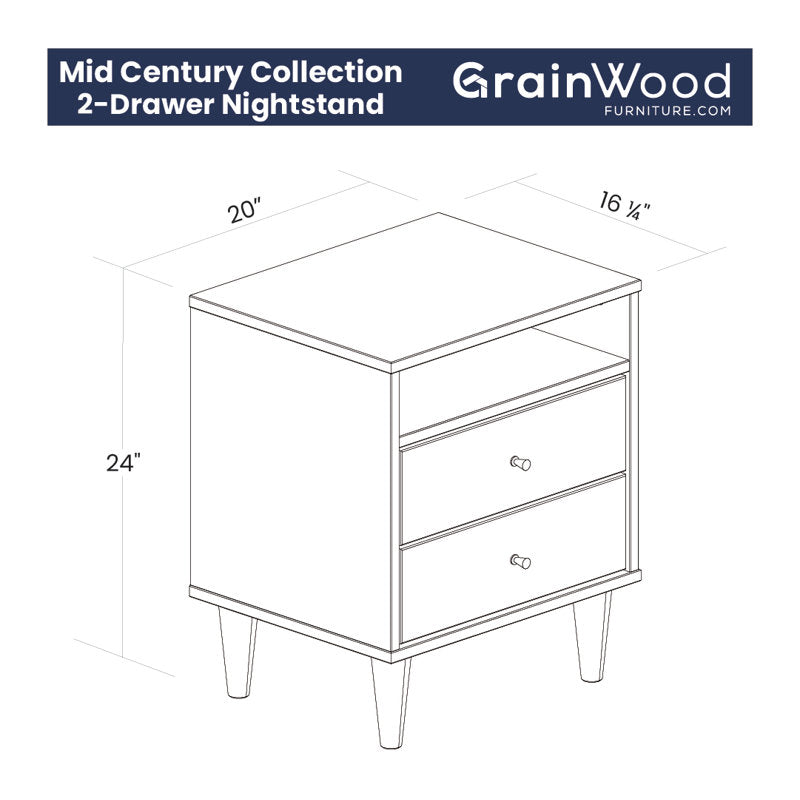 Lumina - Mid-Century Modern Walnut Nightstand for Bedroom Storage