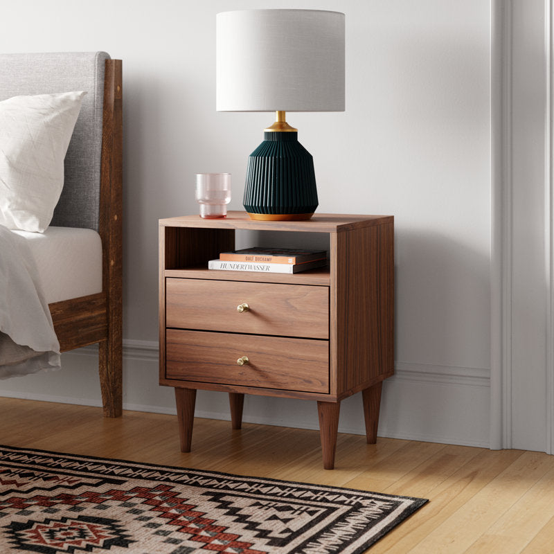 Lumina - Mid-Century Modern Walnut Nightstand for Bedroom Storage