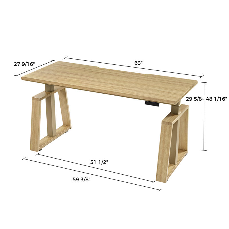 Apex Pro - 63" Standing Executive Desk Oak Dual Motor Office