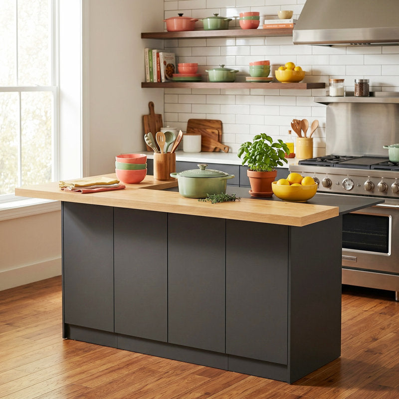 Aura Modern Kitchen Island - MDF Storage Counter for Dining & Prep