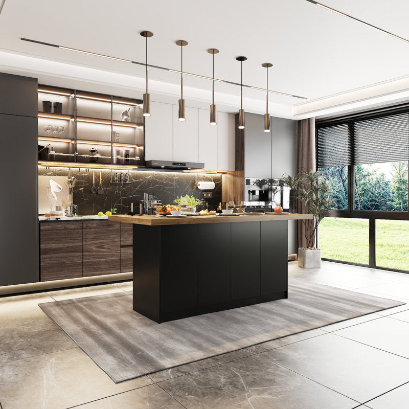 Aura Modern Kitchen Island - MDF Storage Counter for Dining & Prep