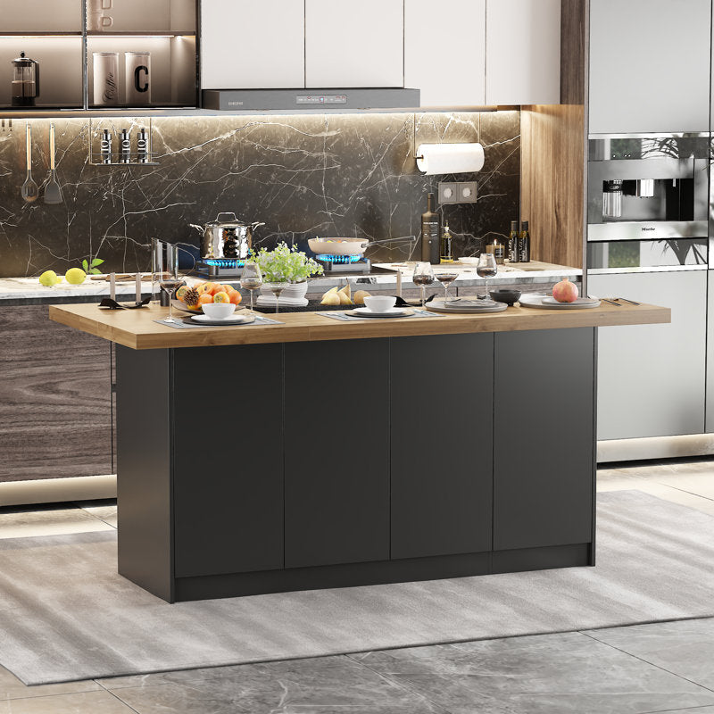 Aura Modern Kitchen Island - MDF Storage Counter for Dining & Prep