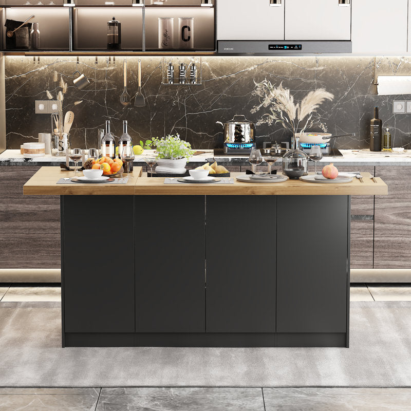 Aura Modern Kitchen Island - MDF Storage Counter for Dining & Prep