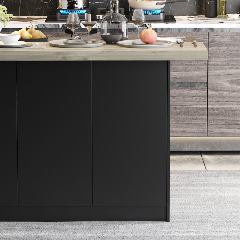 Aura Modern Kitchen Island - MDF Storage Counter for Dining & Prep