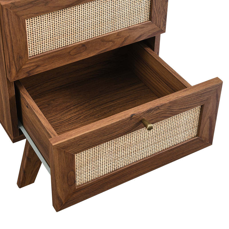 Soma 2-Drawer Nightstand - Rattan Wood Bedside Table