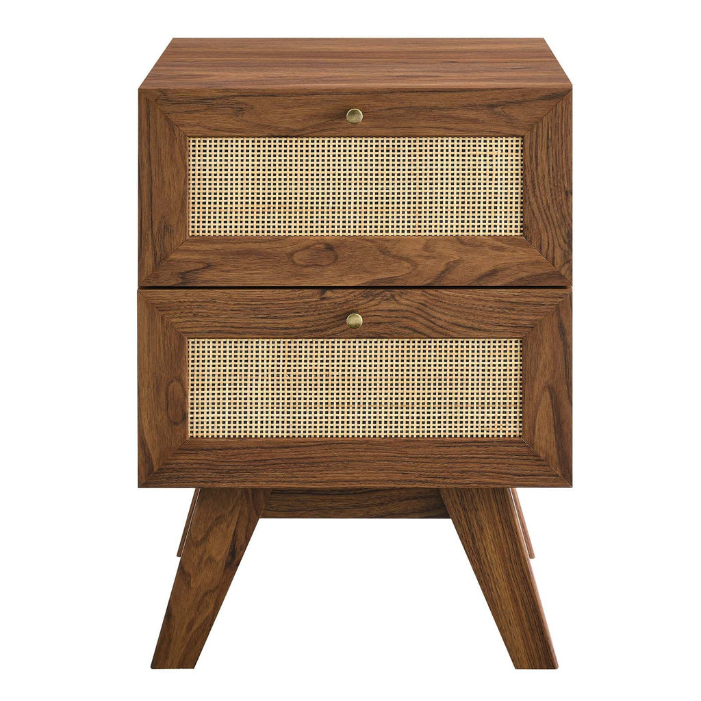Soma 2-Drawer Nightstand - Rattan Wood Bedside Table