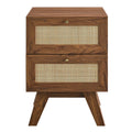 Soma 2-Drawer Nightstand - Rattan Wood Bedside Table