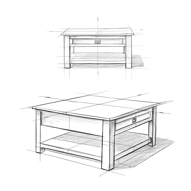 Monroe - Rustic Solid Acacia Wood Coffee Table for Living Room