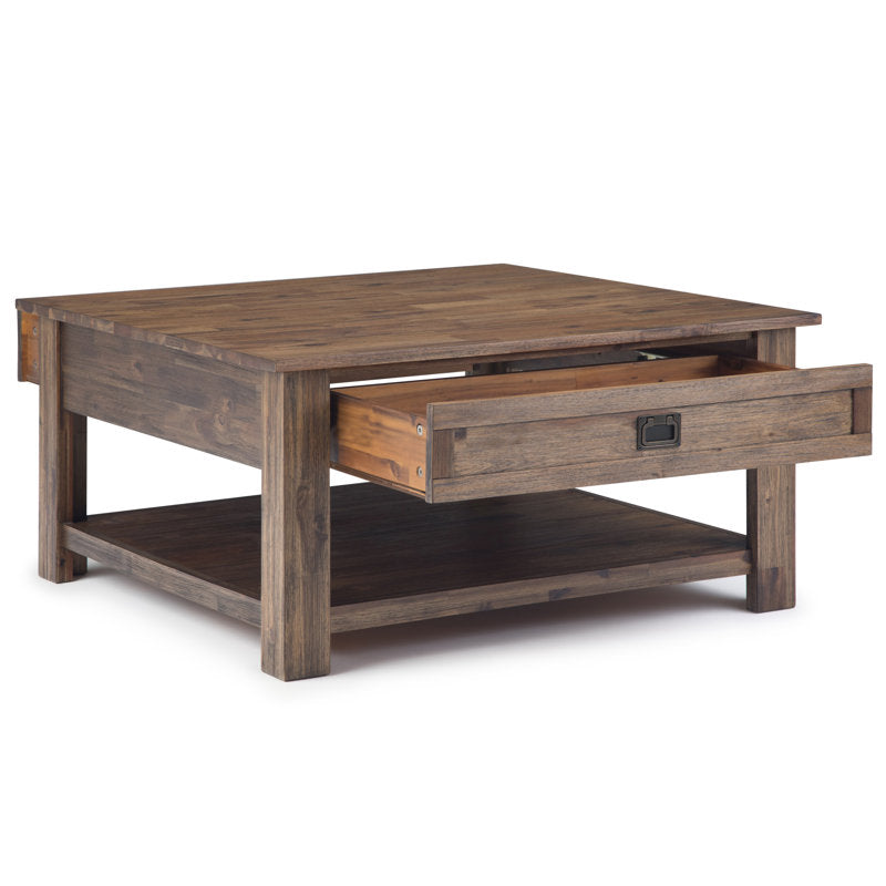 Monroe - Rustic Solid Acacia Wood Coffee Table for Living Room