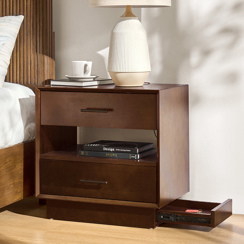 Nance - Mid-Century Modern Walnut Nightstand with Charging Station