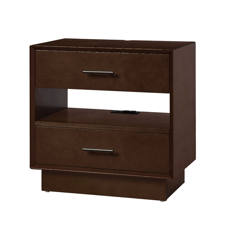 Nance - Mid-Century Modern Walnut Nightstand with Charging Station