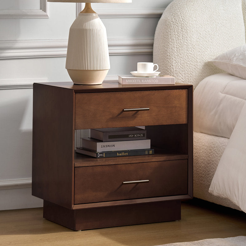 Nance - Mid-Century Modern Walnut Nightstand with Charging Station