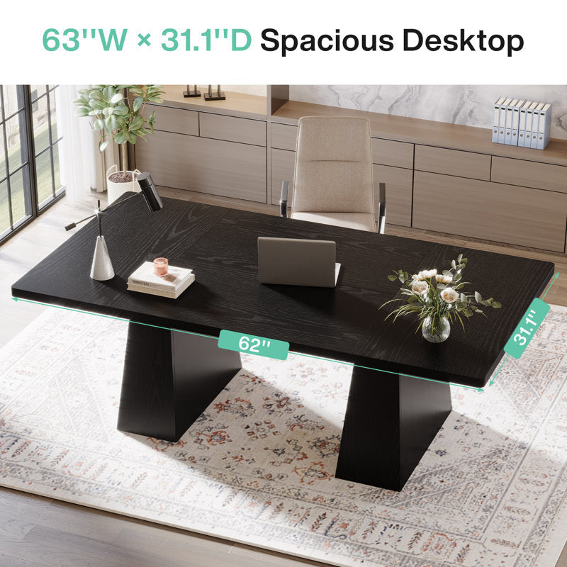 Arlo Executive Office Desk - 63" Modern Wood Workstation