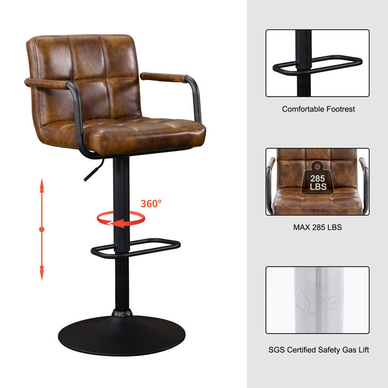 Penacook - Swivel Bar Stool Set of 2 Tufted Faux Leather Kitchen Island