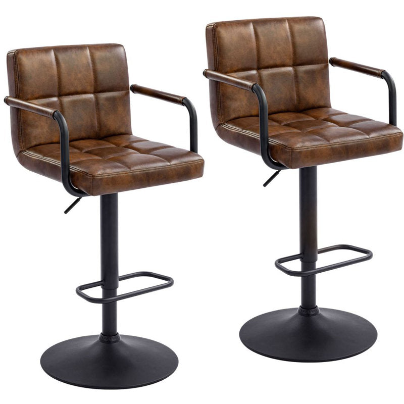 Penacook - Swivel Bar Stool Set of 2 Tufted Faux Leather Kitchen Island