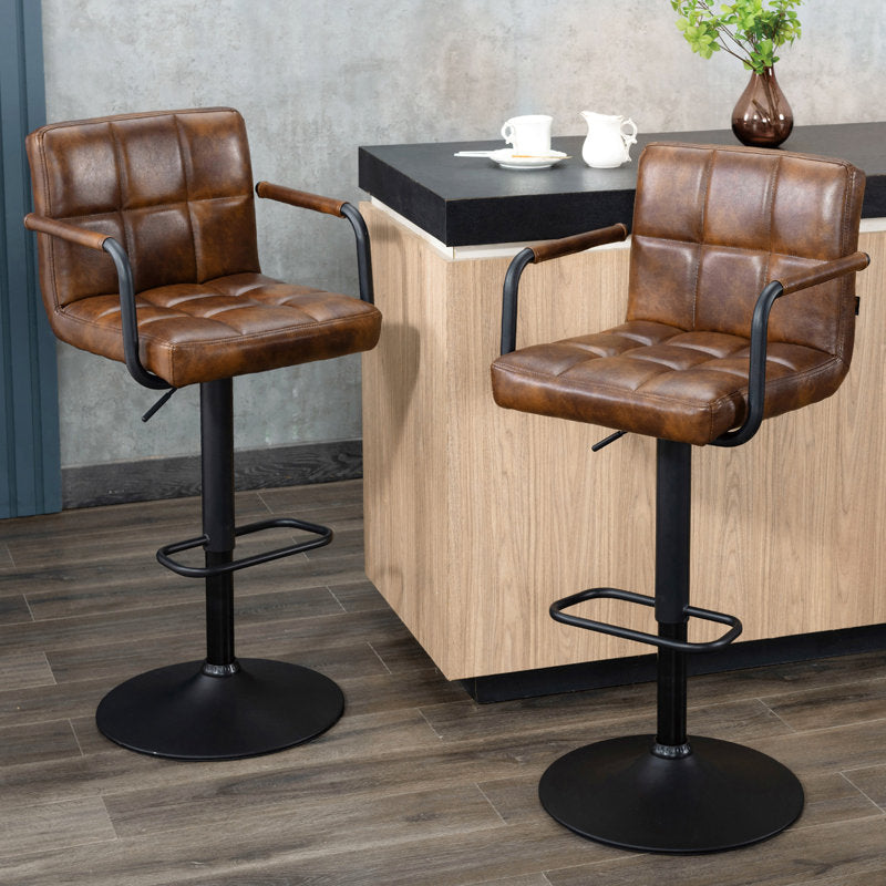 Penacook - Swivel Bar Stool Set of 2 Tufted Faux Leather Kitchen Island