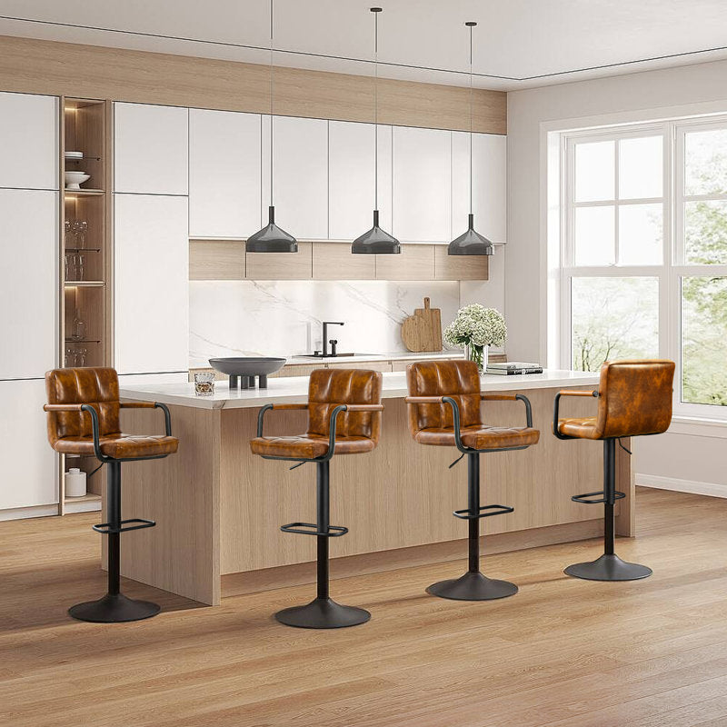 Penacook - Swivel Bar Stool Set of 2 Tufted Faux Leather Kitchen Island