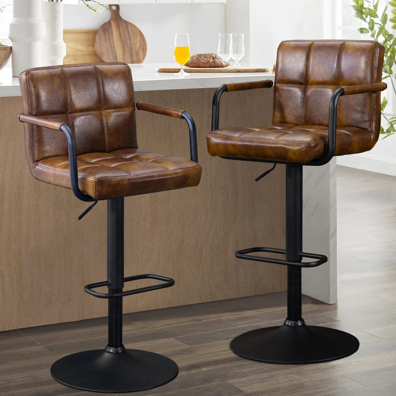 Penacook - Swivel Bar Stool Set of 2 Tufted Faux Leather Kitchen Island