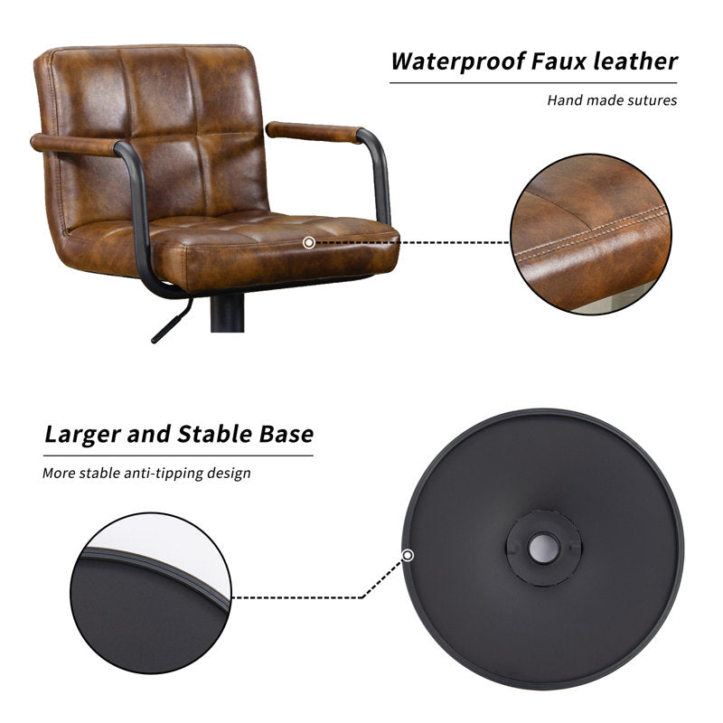 Penacook - Swivel Bar Stool Set of 2 Tufted Faux Leather Kitchen Island