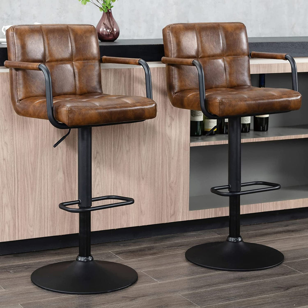 Penacook - Swivel Bar Stool Set of 2 Tufted Faux Leather Kitchen Island