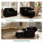 Haven - Pull-Out Sofa Bed with Chaise Lounge Black Corduroy Fabric