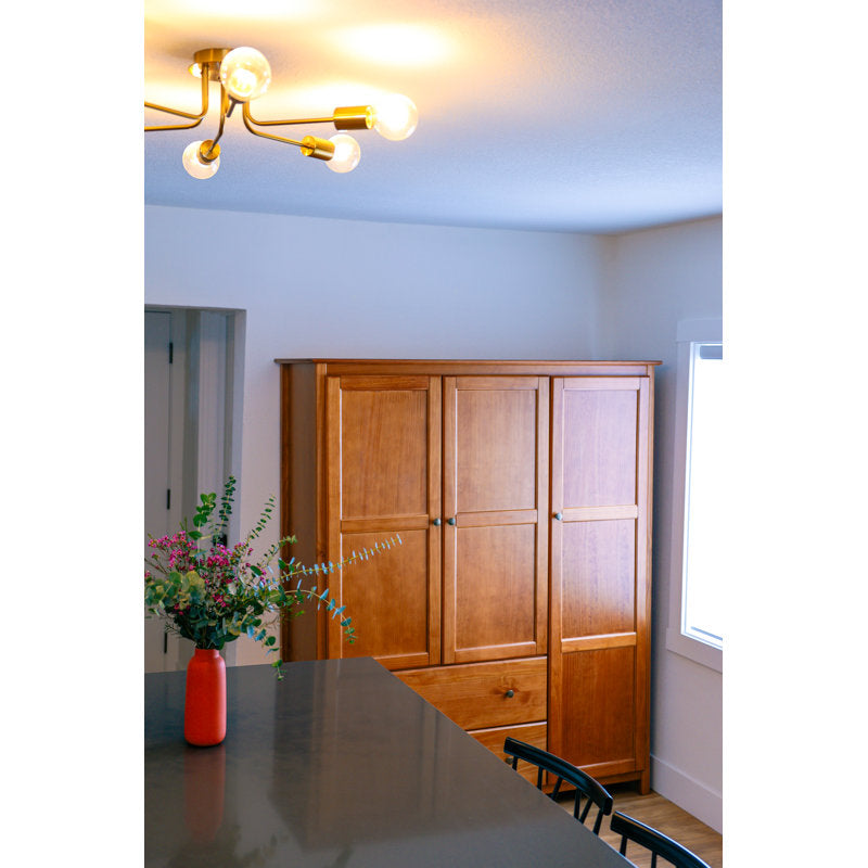 Heritage Shaker Solid Wood Armoire - 3-Door Wardrobe for Bedroom