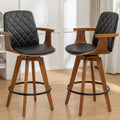Sitaram Swivel Bar Stools - Set of 2 Mid-Century Faux Leather
