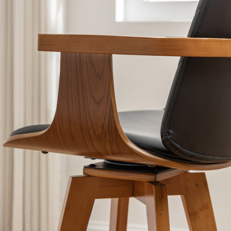 Sitaram Swivel Bar Stools - Set of 2 Mid-Century Faux Leather