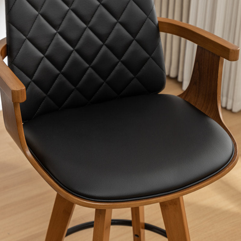 Sitaram Swivel Bar Stools - Set of 2 Mid-Century Faux Leather