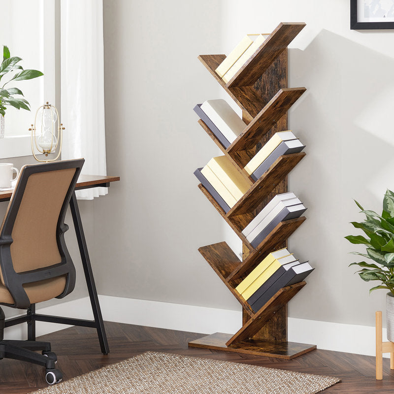 Trivette - Tree Bookcase Geometric Wood Shelves for Living Room