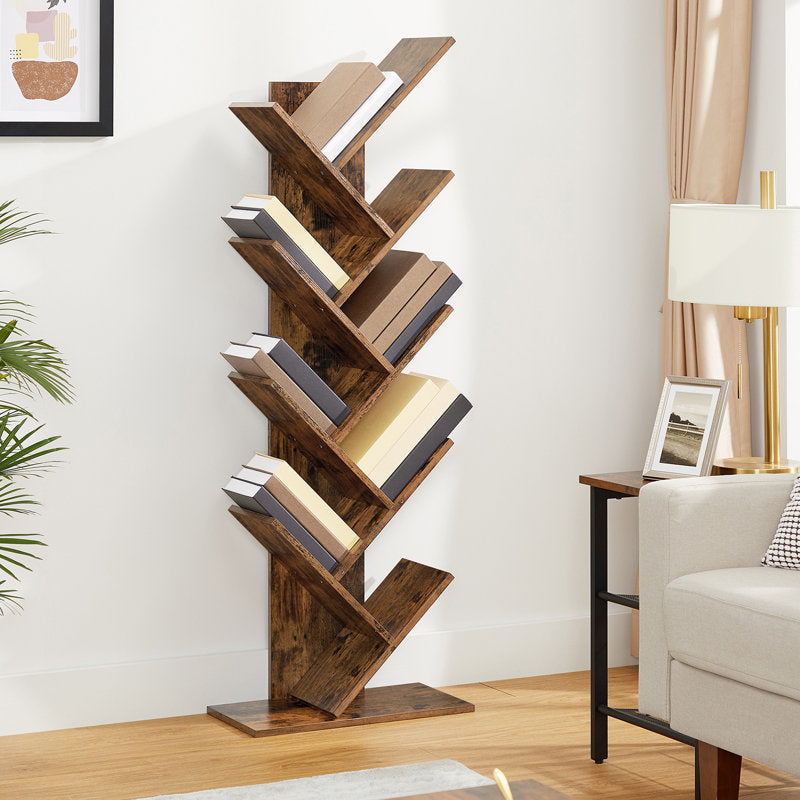 Trivette - Tree Bookcase Geometric Wood Shelves for Living Room