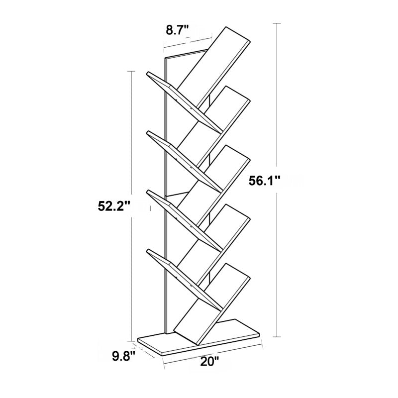 Trivette - Tree Bookcase Geometric Wood Shelves for Living Room