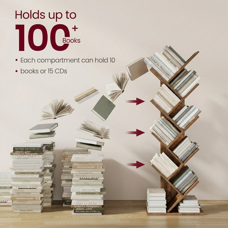 Trivette - Tree Bookcase Geometric Wood Shelves for Living Room