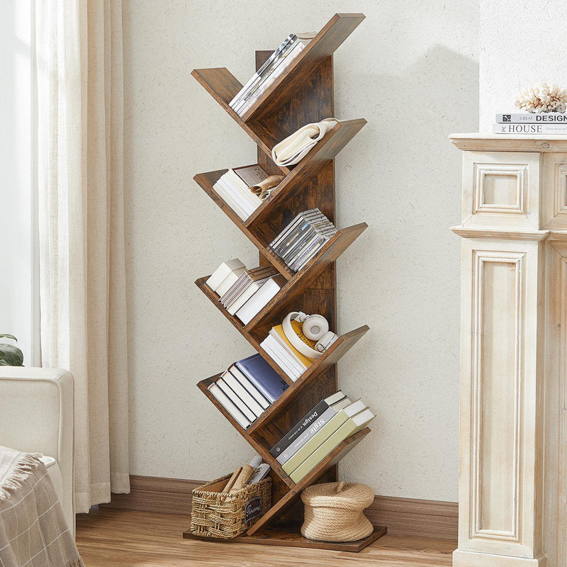 Trivette - Tree Bookcase Geometric Wood Shelves for Living Room
