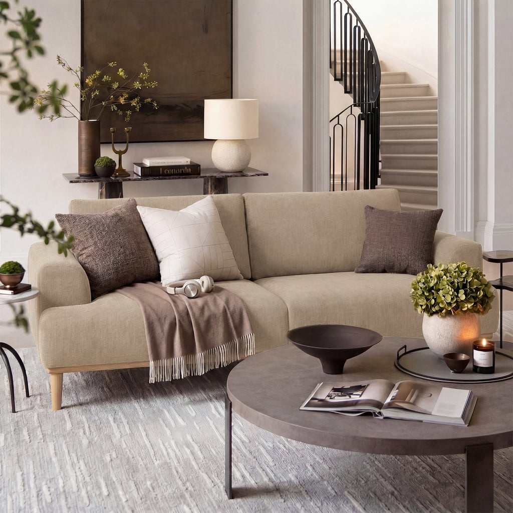 Elara Modern Minimalist Upholstered Sofa - Solid Wood Legs Living Room
