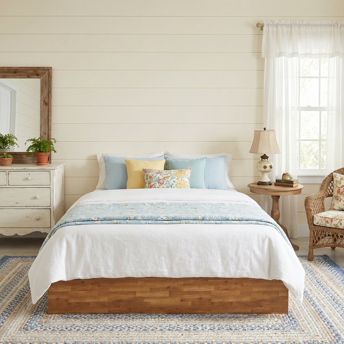 Haven Queen Bed Frame - Rustic Wood Gas Lift Storage Platform Bed