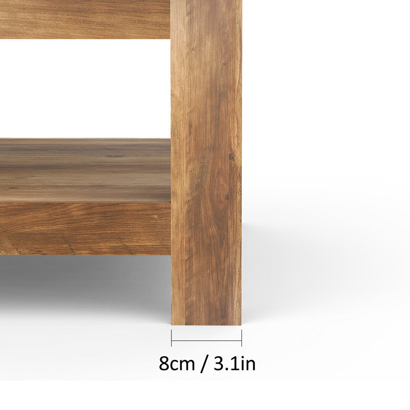 Zara Square Coffee Table - Farmhouse Oak Wood 2-Tier Storage