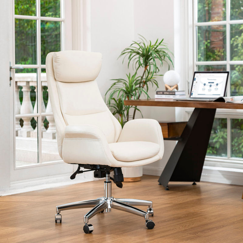 Corjan - Mid-Century Modern Faux Leather Executive Office Chair
